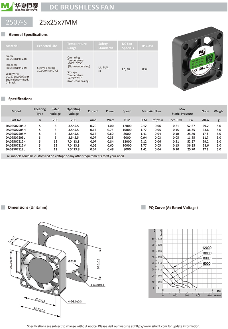 2507 dc cooling fan